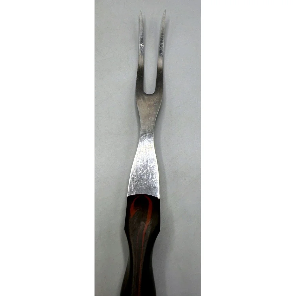 Cutco 1027 Vintage Carving Fork Stainless Steel Brown Swirl Handle USA 11in